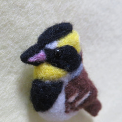 羊毛フェルト野鳥ブローチ　ミヤマホオジロ 3枚目の画像