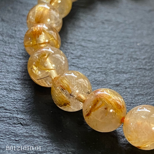 3Aゴールドルチルクォーツ ブレスレット 8.5㎜玉 ⑩ ブレスレット Kay