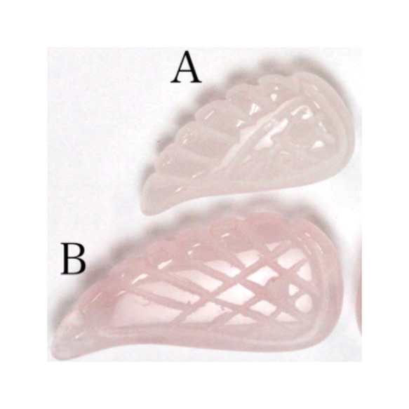 【B１粒】天使の羽 パーツ 天然石 カービング ローズクォーツ 4枚目の画像