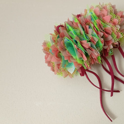 KAH-飾る花 染花のバレッタ- レンガレッドmix 布花 6枚目の画像