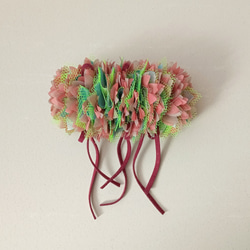 KAH-飾る花 染花のバレッタ- レンガレッドmix 布花 7枚目の画像