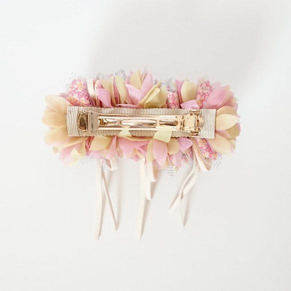 バレッタ -飾る花- KAH-PYG/WH ピンクベージュmix 4枚目の画像