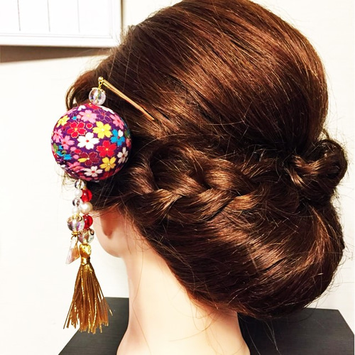 C】和柄ぼんぼりが可愛いかんざし（髪飾り）◇結婚式和装や成人式の