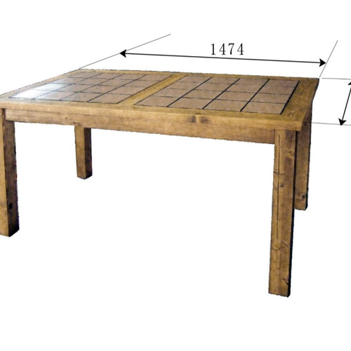 国内製ハンドメイド家具【送料無料(一部地域除く)】タイルトップ  