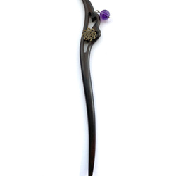 黒檀の簪　アメシスト揺れる　オトナの簪　和装　送料無料　和小物　紫水晶 7枚目の画像