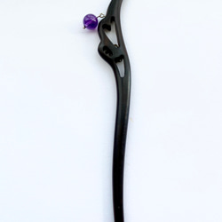 黒檀の簪　アメシスト揺れる　オトナの簪　和装　送料無料　和小物　紫水晶 8枚目の画像