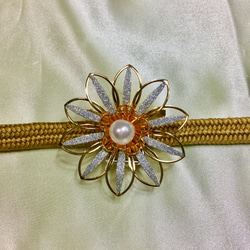 アンティーク ブローチ 〈アコヤ真珠〉帯留め金具付き 和小物 3枚目の画像