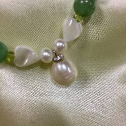 羽織紐 兼用 ブレスレット 天然石 〈アベンチュリン 水晶〉淡水真珠 パール 和小物 4枚目の画像