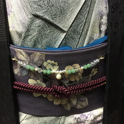 羽織紐 兼用 ブレスレット 天然石 〈アベンチュリン 水晶〉淡水真珠 パール 和小物 6枚目の画像