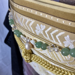 羽織紐 兼用 ブレスレット 天然石 〈アベンチュリン 水晶〉淡水真珠 パール 和小物 9枚目の画像