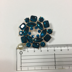 青く揺れる 大粒真珠 ブローチ 帯留め金具付き パール 8枚目の画像