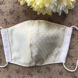【送料無料】ハンドメイド立体マスク大人用2枚セット　ボタニカル柄生成り＆ホワイト 4枚目の画像