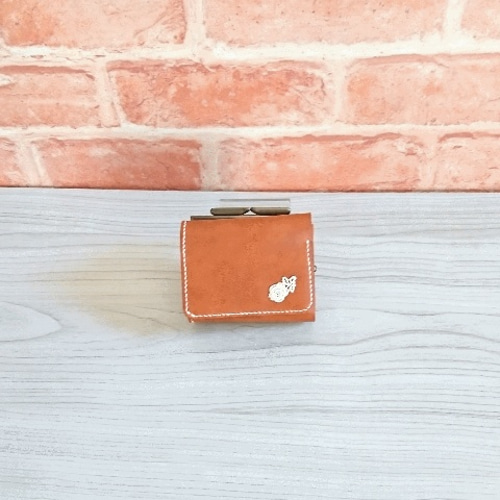 三つ折りがま口財布【キャメル】 三つ折り財布 crescere 通販