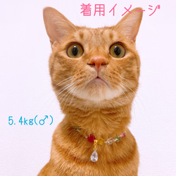猫の首輪小花ビーズネックレス首輪♡ストーンチャーム 5枚目の画像