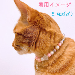 猫の首輪ピンクポップカラービーズ✨ネックレス首輪♡猫のチャーム 7枚目の画像