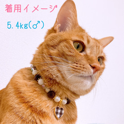 猫の首輪おしゃれフロッキービーズ✨ネックレス首輪♡秋ハートチャーム♥️ 6枚目の画像