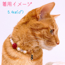 猫の首輪ハート型ビーズ♥️ネックレス首輪✨猫のチャーム‍ 6枚目の画像