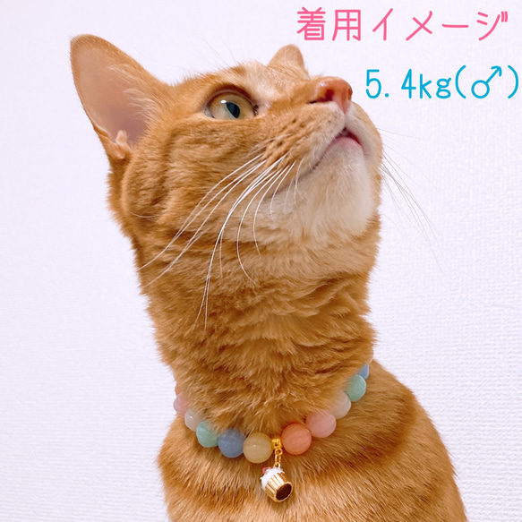猫の首輪カラフルメロンビーズ✨ネックレス首輪♡マフィンチャーム 5枚目の画像