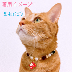 猫の首輪クリスマス首輪ネックレス首輪♡クリスマスカラー✨サンタチャーム 6枚目の画像