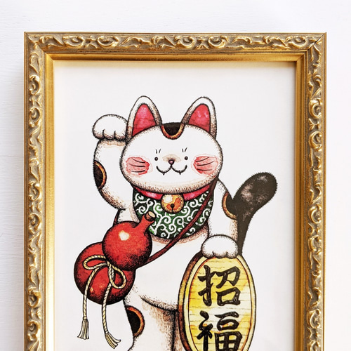 2L 招き猫 アートプリント/イラスト複製画 イラスト Yakumo 通販 2L 招き猫 アートプリント/イラスト複製画 イラスト Yakumo 通販