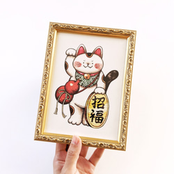 2L 招き猫 アートプリント/イラスト複製画 4枚目の画像