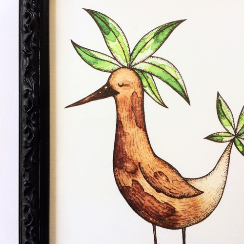 木製フレームの自然と鳥の絵画 木製フレームの自然と鳥の絵画