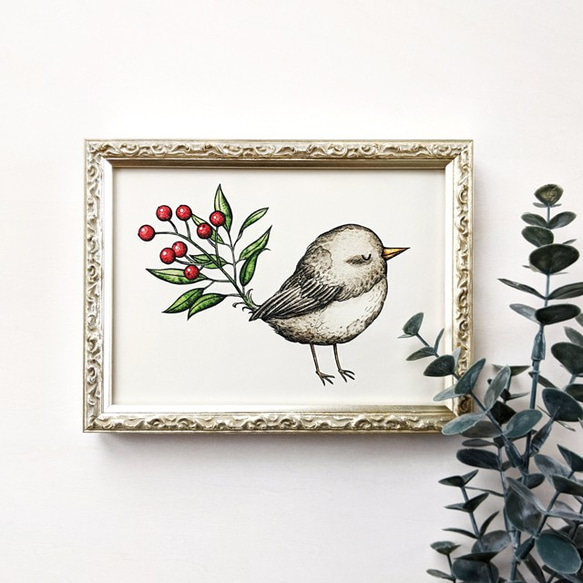 2L 南天鳥 アートプリント/イラスト複製画 イラスト Yakumo 通販