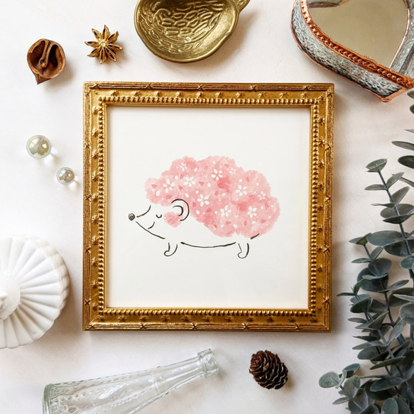 リス ハリネズミ 小鳥 水彩画 イラスト アート 3枚 動物