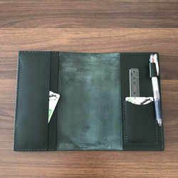 レザーの手帳カバー　Ｂ６サイズ　モスグリーン（緑） 1枚目の画像