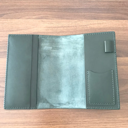 レザーの手帳カバー　Ｂ６サイズ　モスグリーン（緑） 2枚目の画像