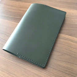 レザーの手帳カバー　Ｂ６サイズ　モスグリーン（緑） 4枚目の画像