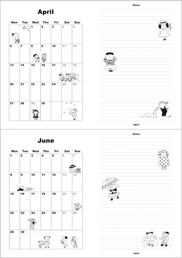 2016年 4月始まりノートカレンダー 4枚目の画像