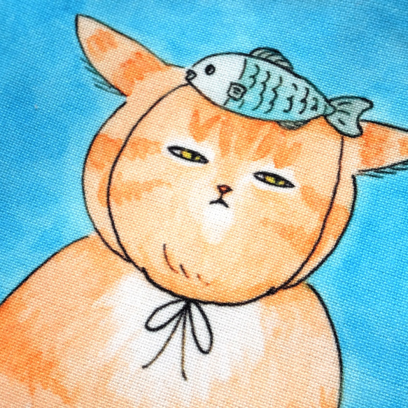 マスクケース　魚をかぶった猫 4枚目の画像