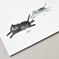 [大芝麻小花生] 貓咪換季要禁止奔跑 手工網印/絹印卡片 第2張的照片