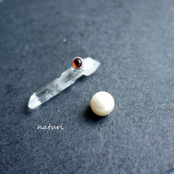 【noix】sv925 garnet pierce with pearl catch (1pc) 第2張的照片