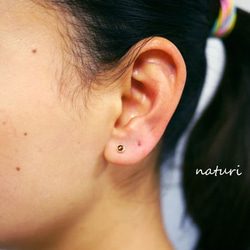 【noix】sv925 garnet pierce with pearl catch (1pc) 第3張的照片