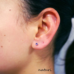 【noix】sv925 amethyst pierce with pearl catch (1pc) 第3張的照片