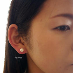 【noix】sv925 pink coral pierce with pearl catch (1pc) 第4張的照片