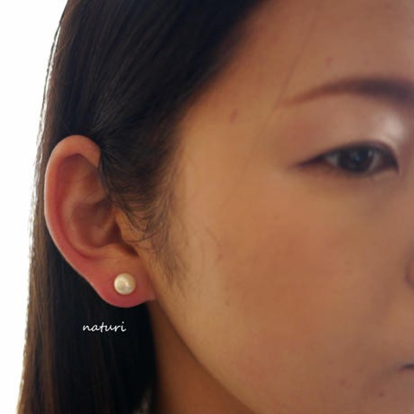 【noix】sv925 pink coral pierce with pearl catch (1pc) 4枚目の画像