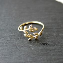 【feuille】brass leaf ring 第1張的照片