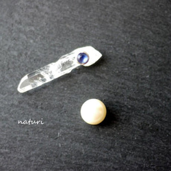 【noix】sv925 sapphire pierce with pearl catch (1pc) 2枚目の画像