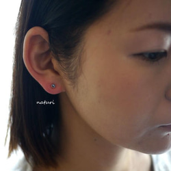 【noix】sv925 sapphire pierce with pearl catch (1pc) 3枚目の画像