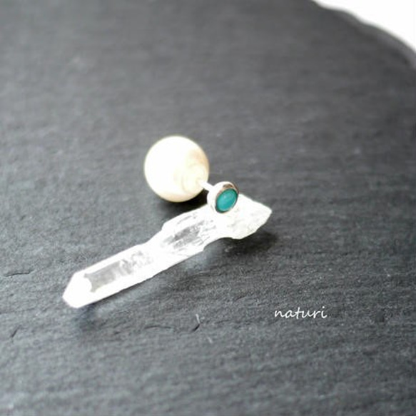 【noix】sv925 turquoise pierce with pearl catch (1pc) 2枚目の画像