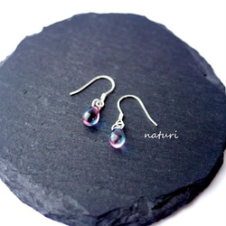 【rosee】glass drop pierce blu/red (2pcs) 1枚目の画像