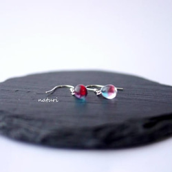 【rosee】glass drop pierce blu/red (2pcs) 2枚目の画像