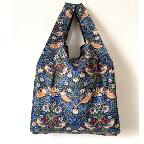 エコバッグ(ウィリアムモリス＊いちご泥棒 青色)