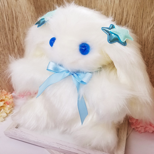 ぬいぐるみ、うさぎ、ハンドメイド、ブルーアイ、垂れ耳 ぬいぐるみ