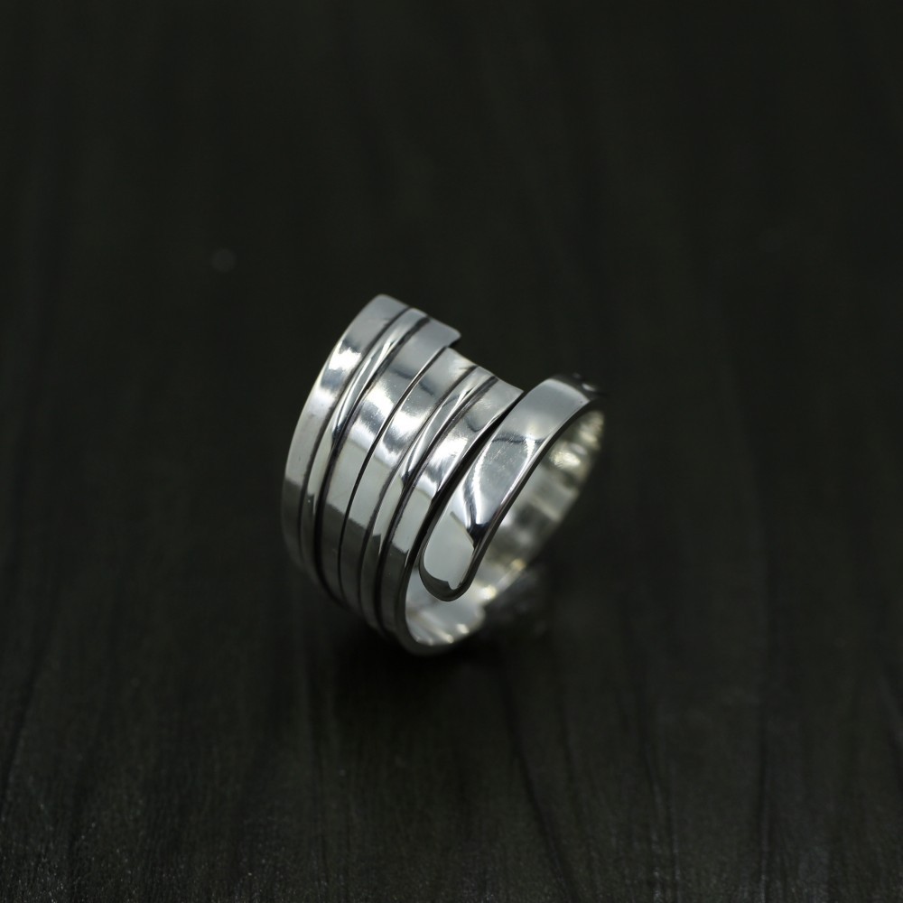 双子の扇子｜ヴィンテージ｜シルバー｜スプーンリング｜和風｜和モダン｜ユニーク｜個性的｜和服｜和装｜50代～｜60代～