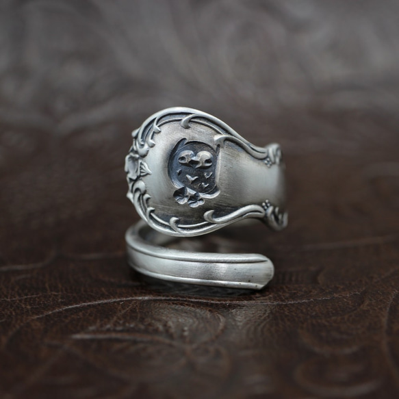 Old Tiffany スプーン リング 鳥と花々