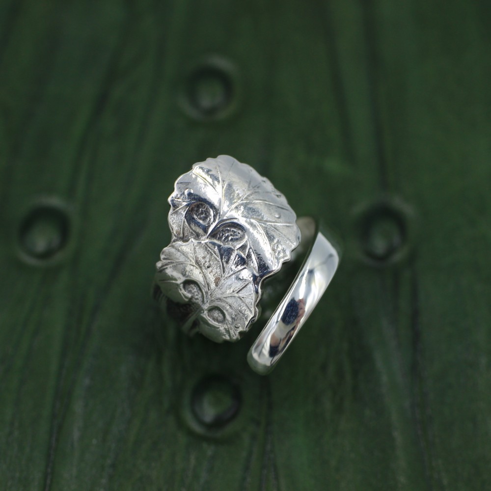 フキの葉｜ヴィンテージ｜シルバー｜スプーンリング｜植物｜葉っぱ｜自然｜個性的｜蕗｜グリーン｜ナチュラル｜30歳代～